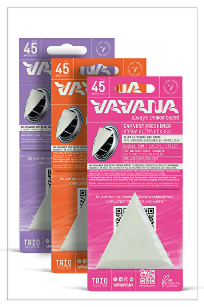 VAVANA Trio Araba Klima Kokusu, Oto Kokusu, 45 Gün Etkili, 3'lü Set - Lavanta...