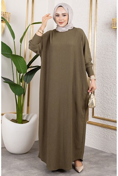 sefamerve Φόρεμα με μανίκια νυχτερίδας 2000-01 Χακί