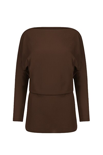 La Sarta Φόρεμα Orlina με ανοιχτή πλάτη από ζέρσεϊ καφέ