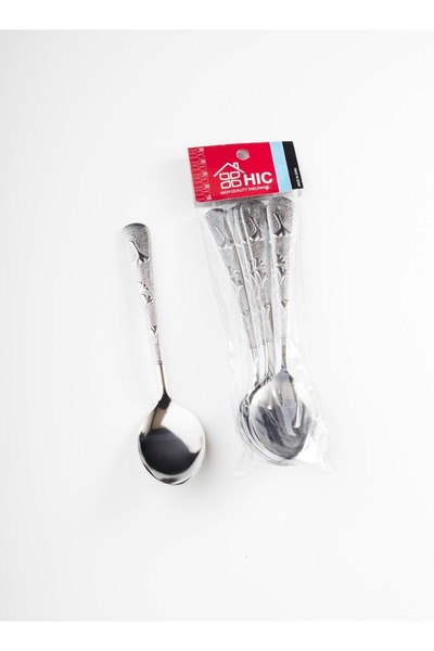 HIC طقم ملاعق أكل من الستانلس ستيل المقاوم للصدأ مكون من 12 قطعة فضي