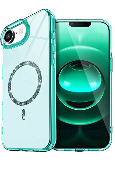 NewFace غطاء ابل ايفون 16E لايف دايموند ماج سيف - أخضر LZWDR