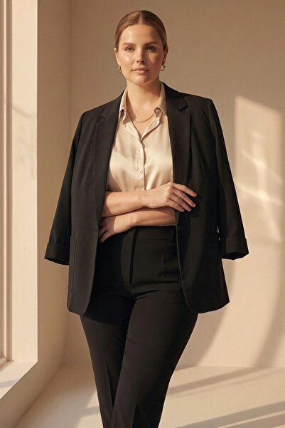 Hanezza Women's Blazer Jacket| Black| Large Size| 7 Colors| Suit Compatible
