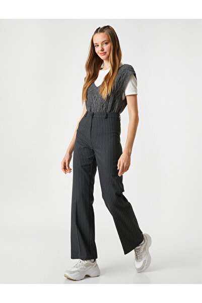 Koton Základní látkové kalhoty s rovnými nohama zapínání na zip