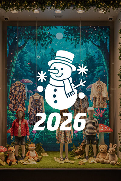 New Jargon 2026 New Year Glass Sticker Snowman – Window Display Decor New Yea...