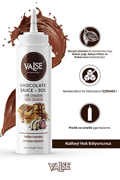 Valse Gerçek Sütlü Çikolatalı Sos (Glutensiz) 330 Gr Waffle & Pankek & Meyve & Kek & Tatlı & Dondurma