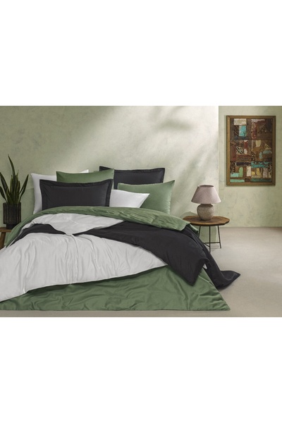 Linens Mix&Match Cotton Satin 2-Piece Flounce Pillowcase Set Black