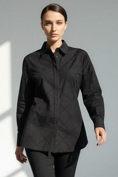 Exquise Cămașă din bumbac cu mânecă lungă, fără buzunare, cu model de piatră
