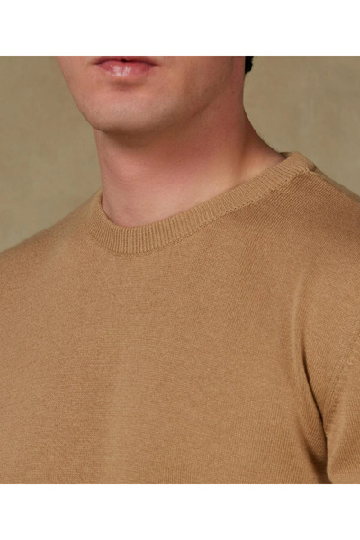 Abbate Ανδρικά πλεκτά ενδύματα από βαμβακερό ύφασμα μοντέρνα εφαρμογή σε μπεζ λαιμόκοψη