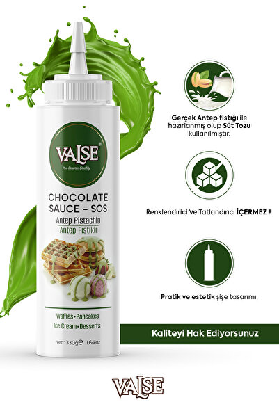 Valse Gerçek Antep Fıstıklı Sos (Glutensiz) 330 Gr Waffle & Pankek & Meyve & Kek & Tatlı & Dondurma