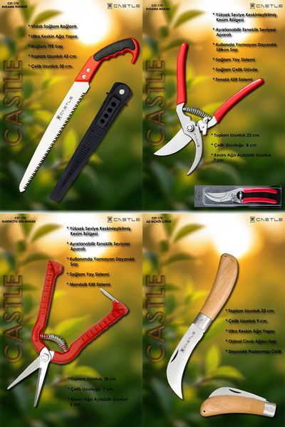 LAZBİSA Castle Cst-17x Budama Makası Budama Testeresi Dal Budama Ve Aşı Çakıs...