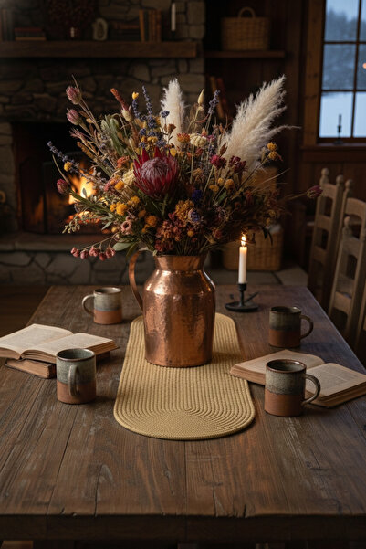 NEŞELİ HOME مفرش طاولة بيضاوي من الجوت بمظهر القش الطبيعي المسطح للديكور 25×9...