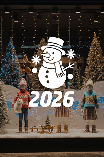 MIGNATIS 2026 Snowman Glass Decal - New Year Glass Window Sticker