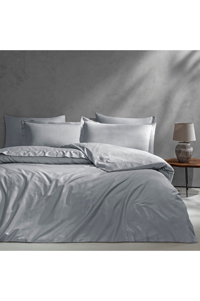Linens Mix&Match Cotton Satin 2-Piece Flounced Pillowcase Set Gray