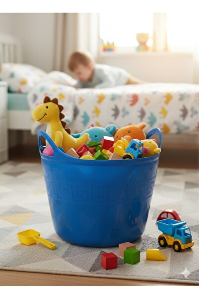 Saban Găleată din plastic albastru, flexibilă – 20 litri, găleată pentru curățare, jucărie extensibilă și coș pentru rufe