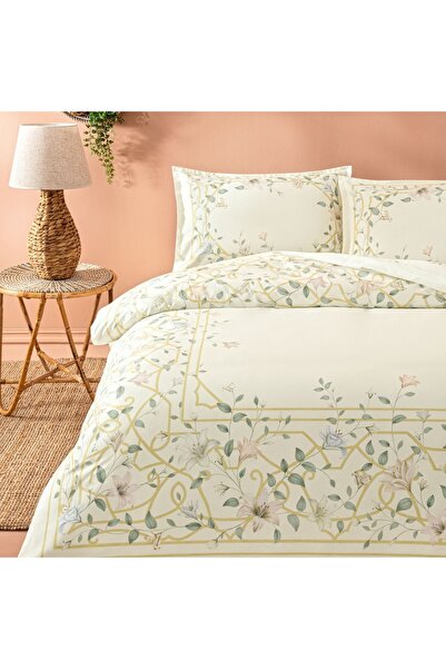 Linens Allday Lukıs Cotton Satin Single Duvet Cover Set Ecru