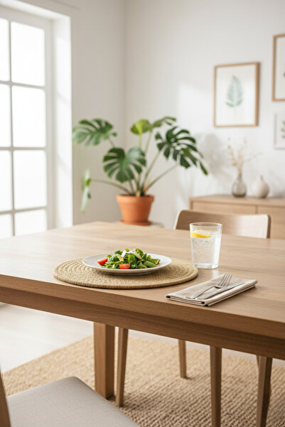 NEŞELİ HOME Jutty Wicker Look Jute Woven Round Natural Plain Decorative Ameri...