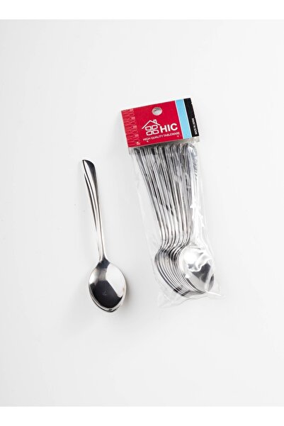 HIC طقم ملاعق حلى من الاستيل المقاوم للصدأ مكون من 12 قطعة