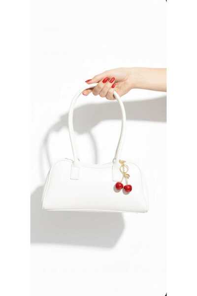 ÇANTA Kiraz Charm Hediyeli Beyaz el kol omuz baget