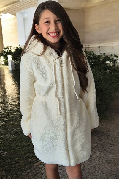 QUB CLUB Jachetă de pluș căptușită cu căptușeală albă pentru fete