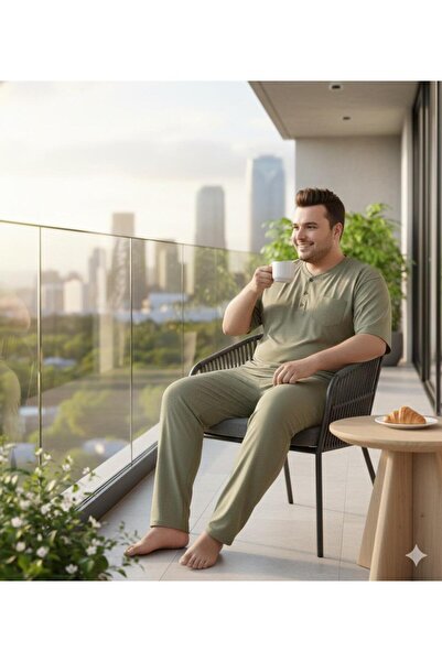 Sude HOMEWEAR Ανδρικό σετ πιτζάμες με κοντό μανίκι μεγάλου μεγέθους