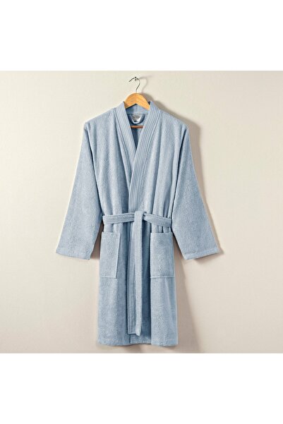 Linens Halat de baie confortabil din bambus S/M albastru