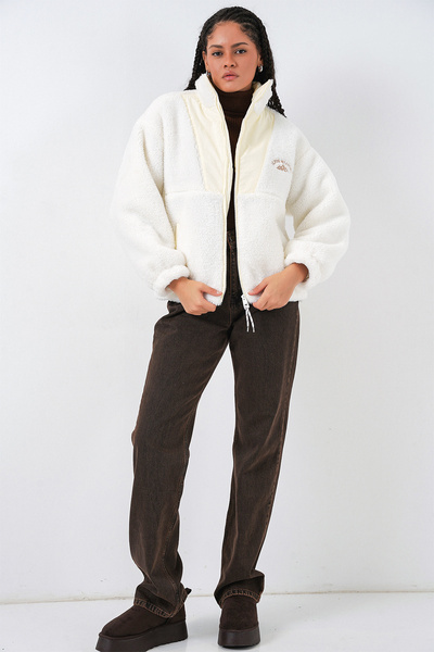 Bigdart 5194 Model Dámska plyšová bunda Ecru Coat