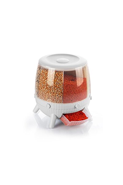 HBNC 360° Dönebilen Kuru Gıda Ve Bakliyat Organizeri 6 Bölmeli Saklama Kabı 1...