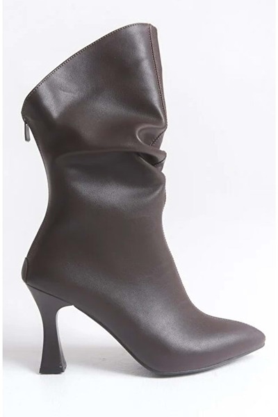 KOCAMANLAR Дамски ботуши Feles с цип отзад и шнур - КАФЯВИ