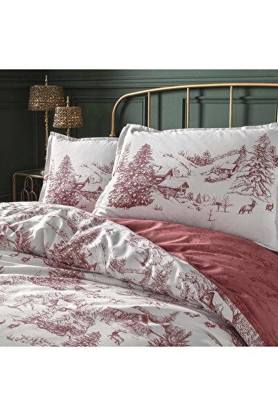 Linens Allday Chalet Cotton Satin Single Duvet Cover Set Burgundy