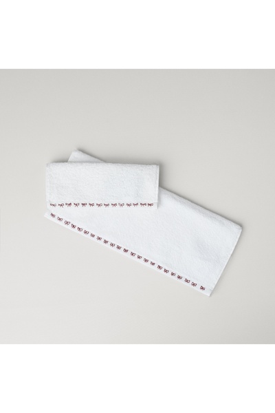 Linens Ribbon Cotton 50X85 cm Face Towel White