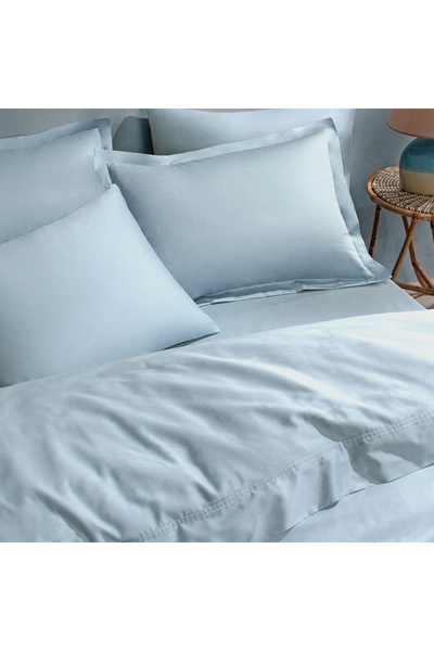 Linens Mix&Match Cotton Satin Double Fitted Sheet Blue