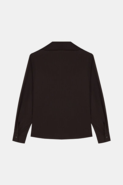 W Collection SİYAH JAKARLI KAÇIK YAKA GÖMLEK