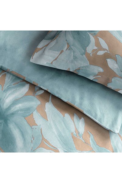 Linens Azure Cotton Satin Double Duvet Cover Set Blue