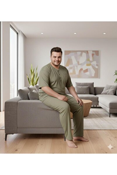 Sude HOMEWEAR Ανδρικό σετ πιτζάμες με κοντό μανίκι μεγάλου μεγέθους