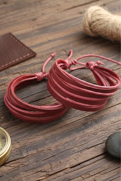 BSN Store 2 Pcs Leather Bracelet Multilayer Handmade Real Leather Bracelet