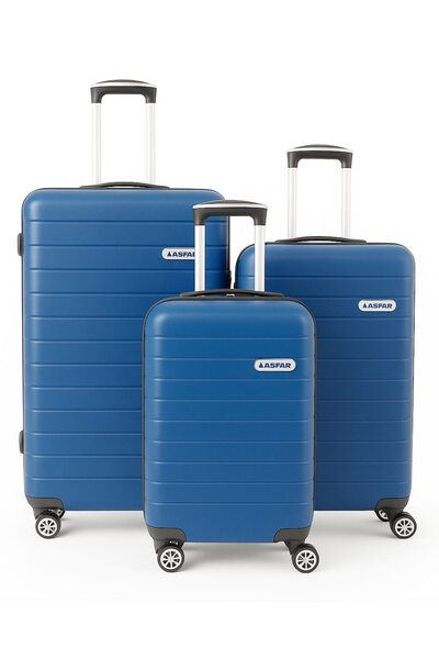 ASFAR مجموعة حقائب سفر XT-316، 3 قطع، مقاس 20/24/28 بوصة، مصنوعة من مادة ABS، بجوانب صلبة - أزرق ملكي