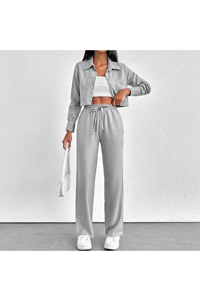 onlymoon NŐI RUHÁK, szürke szövött öltöny, alsó felső szett