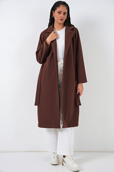 Bigdart 9118 Палто с щампа с двуредна яка - кафяво