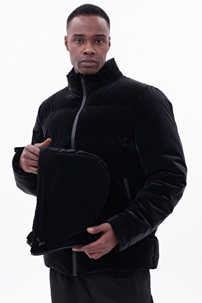 freemen Erkek Siyah Su Geçirmez Mont Nova Kumaş Çıkarılabilir Kapüşonlu Fermu...