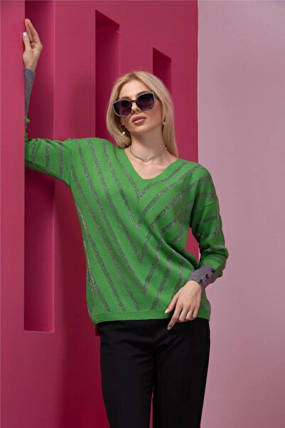 Clothes Fast Women's Khaki Two-Tone Bat Sleeve Knit Blouse