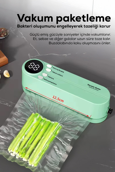 Vacuum Sealer Otomatik Gıda Vakumlama ve Poşet Mühürleme Makinesi- Vakumlu Paketleme Cihazı