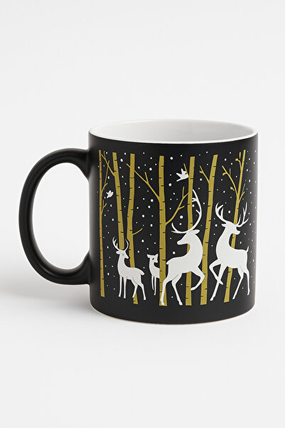 Behind party store Black Gold Gilded Winter Themed Deer Patterned Mug – Ceramic Mug Cup 330 ml