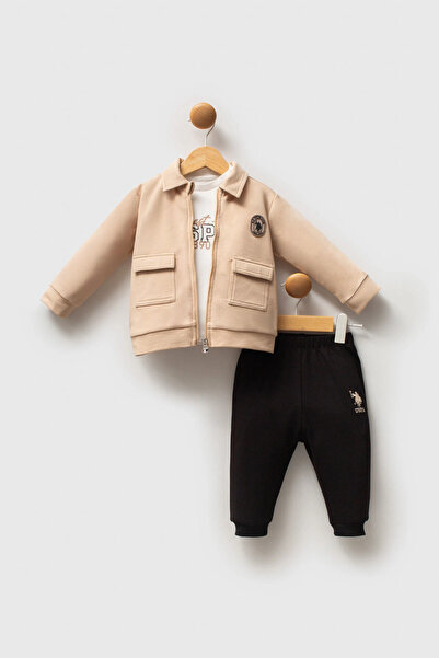 U.S. Polo Assn. Set din 3 piese U.S. Polo Assn pentru băieți - Bej