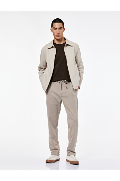 Koton Дълги панталони с копчета и колан от плат с капси