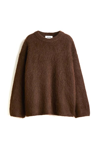 NATUFIAN STORE Γυναικείο πουλόβερ με λαιμόκοψη oversized μαλακό βασικό πλεκτό πουλόβερ