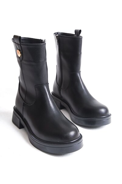 MARSEDO Černé dámské boty pro volný čas – silná podrážka, zip a oválná špička