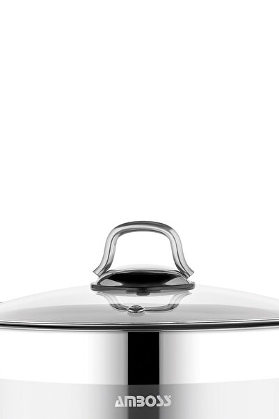 Amboss Saphire Stainless Steel 34 cm Deep Pot with Glass Lid