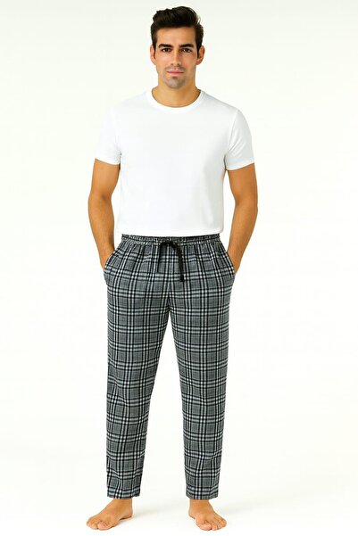 Pemilo Men's Patterned Pocketed Suede Single Bottom Pants