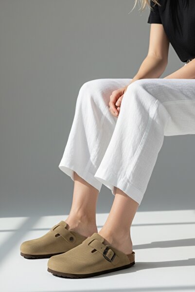 Land of Cork Snape Sabo Unisex Taba Замша Анатомічна підошва з грибковою основою Закриті капці