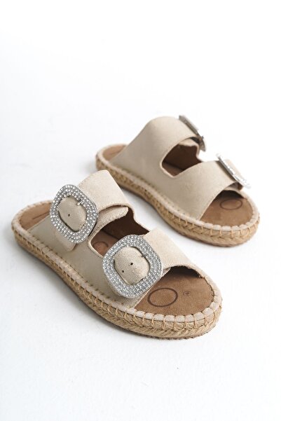 MARSEDO Papuci de zi cu zi Milano pentru femei, papuci cu cataramă din piatră...